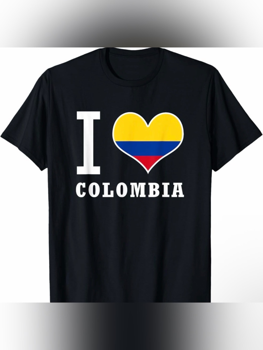 Colombia Graphic Tee - Black with Yellow/Blue/Red Heart